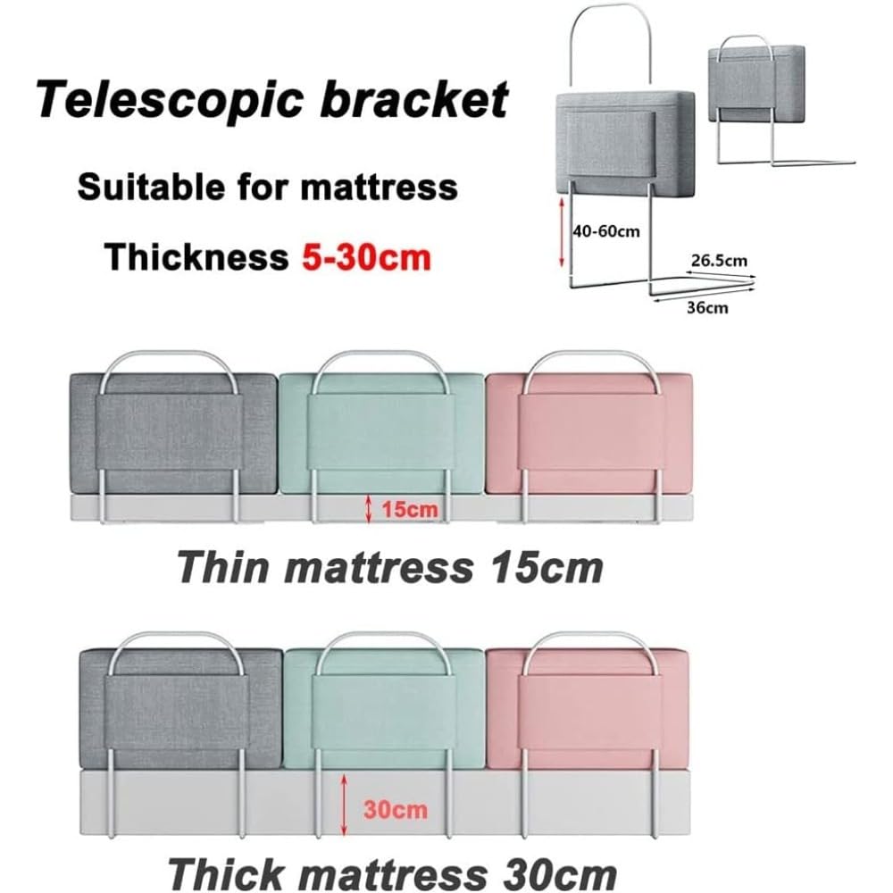 Barriera Letto in Schiuma – Paracolpi Regolabile con Cotone Perlato e Supporto in Metallo, Protezione Completa per Letti Bambini, Singoli e Matrimoniali, Sonno Tranquillo maniglia letto/B/50CMX