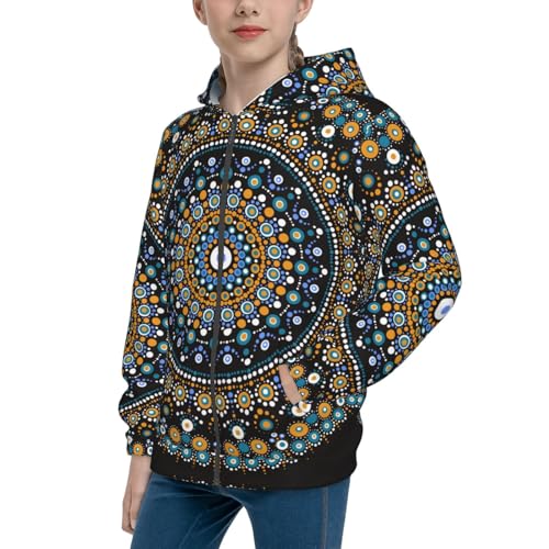Dot Mandala Kid Hoodies Boys Zip Up Sweatshirts Girls Pullover with Pocket