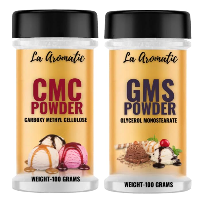 La Aromatic CMC Powder (Carboxymethyl Cellulose) and GMS Powder(Glycerol Monostearate)-100 Grams Each