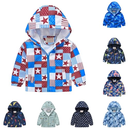 Toddler Hooded Jacket Coats Lightweight Dinosaur Print Long Sleeve Windproof Hooded Jackets Tops Fall Outdoor Tops