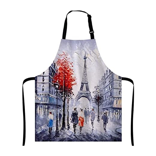 Wasach Delantal de la Torre Eiffel, delantal de París para pintura al óleo, impermeable, cocina, hornear, jardinería, para mujeres y hombres