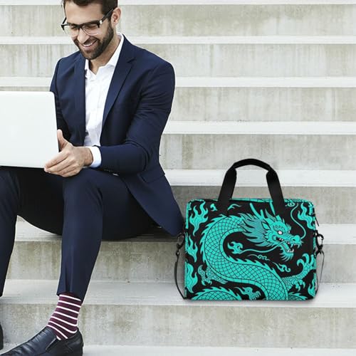 Maletín para laptop 15.6 pulg con correa y asa azul dragón miniatura 3