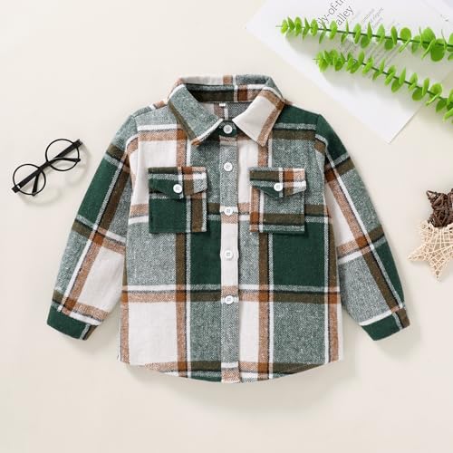 Kids Little Boys Girls Baby Long Sleeve Button Down Red Plaid Flannel Shirt Plaid Girl Boy NB-6T2