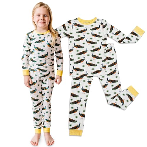 Buttery Soft Pajamas for Kids - Two Piece Pjs for Girls - Styled By Kardashians - Pretty Peacock Pajama for Girls