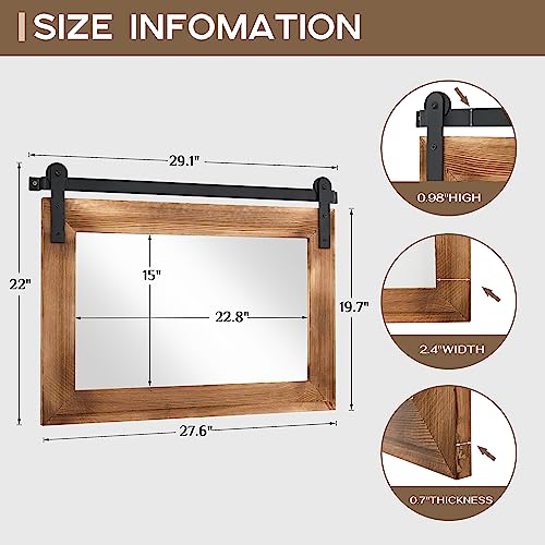 COGOOD-Farmhouse-Barn-Door-Mirror-29-x-22-Rustic-Wood-Framed-Wall-Mirror-for-Bathroom-Living-Room-Entryway-Wall-Decor-Brown COGOOD Farmhouse Barn Door Mirror 29 x 22 Rustic Wood Framed Wall Mirror for Bathroom Living Room Entryway Wall Decor Brown