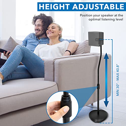 Mount-It! Speaker Floor Stands (1 Pair) | Height Adjustable Stands For Satellite And Bookshelf Speakers | Suitable For Carpet And Hardwood Floors #TOP2