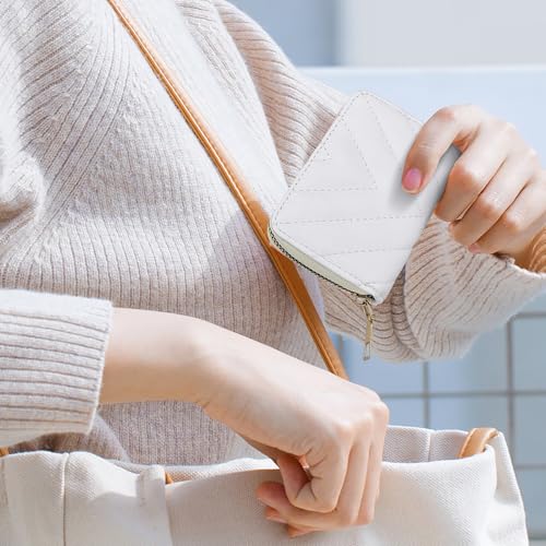 Women Credit Card Wallet, Leather Credit Card Holder Small Accordion Wallet with 18 Card Slots and 2 Cash Slots (White) 7