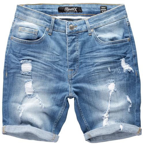 REPUBLIX Herren Jeansshorts Bermuda Männer Kurze Hose Regular Fit R7979 Hellblau W32