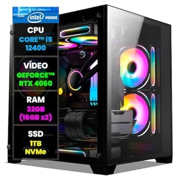 Pc Gamer Computador Completo NoLag® Intel i5 12400, GeForce RTX 4060, 32GB Ram, SSD 1TB NVMe, Gabinete RGB