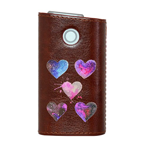 glo グロー グロウ 専用 レザーケース レザーカバー タバコ ケース カバー 合皮 ハードケース カバー 収納 デザイン 革 皮 BROWN ブラウン ハート ピンク かわいい 014816