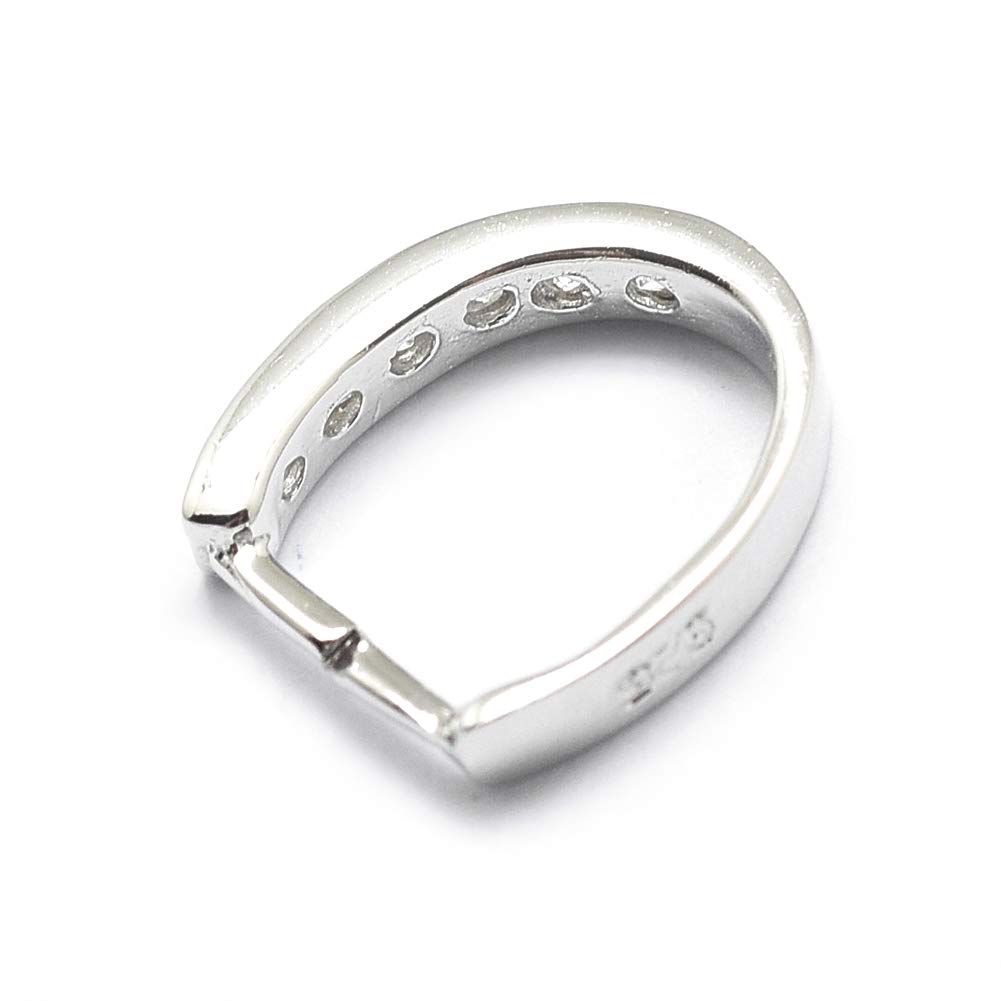 Craftdady 5pcs Sterling Silver Ice Pick Pendant Pinch Clasps Bail Connectors with Micro Pave Cubic Zirconia for Jewelry Making