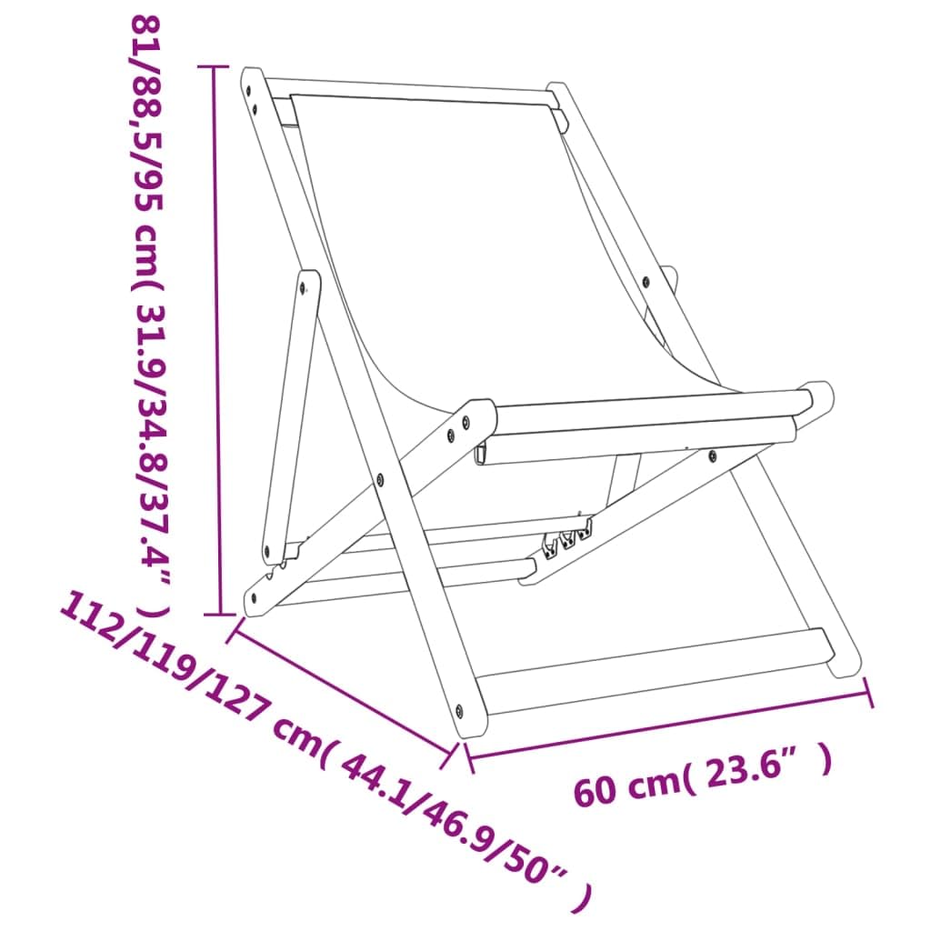 vidaXL Lot de 2 Chaises de Plage Pliables, Sièges de Terrasse, Chaises de Balcon, Meubles de Patio Camping Jardin Extérieur, Gris Tissu