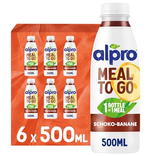 Alpro Meal To Go Schokoladen-Bananen Geschmack Geschmack Proteinreiche Trinkmahlzeit 6 x 500 ml