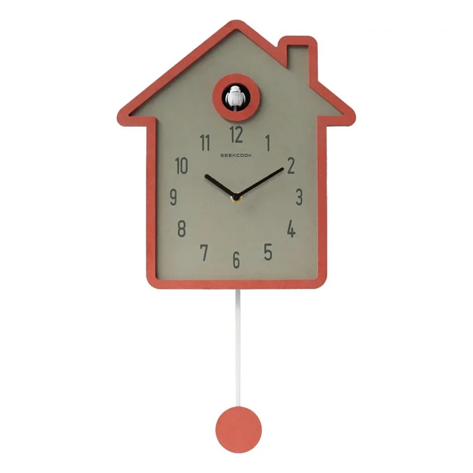 GOXQIT 1 Pcs Cuckoo Clock With Colorful Chime And Time Swinging Wall For Living Room(Red)