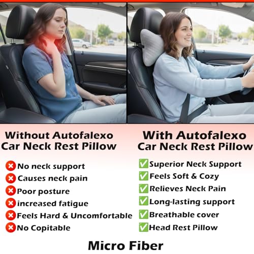 Image of Velvet Soft car Neck Pillow for Travel, Travel Rest Pillow Car Pillow Rest Cushion Support & Shoulder for Long Driving Made /Cushion Set of Pillows Compatible with All Cars - Pack of 2 Pieces (Grey)