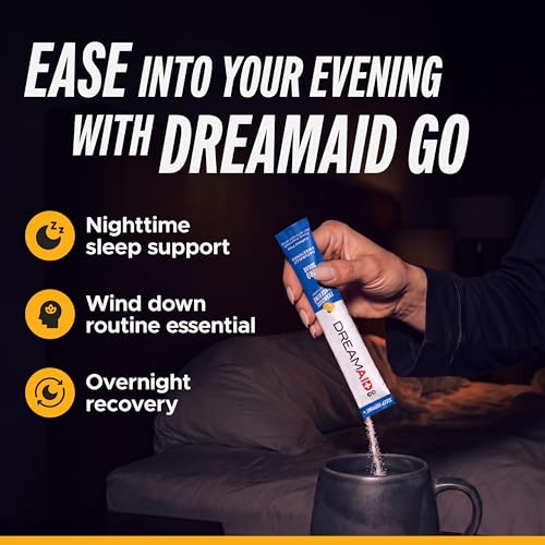 Image of Sleep Aid Drink with Melatonin + Chamomile, DreamAid Helps Adults Fall Asleep Faster, Sleep Longer and Waking up Feeling Rejuvenated - Zero Sugar & Keto Friendly, 30 Count (Pack of 1)
