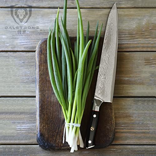 DALSTRONG Chef Knife - 9.5" (24 cm) - Shogun Series - Damascus - Japanese AUS-10V Super Steel - Black Handle - w/Sheath