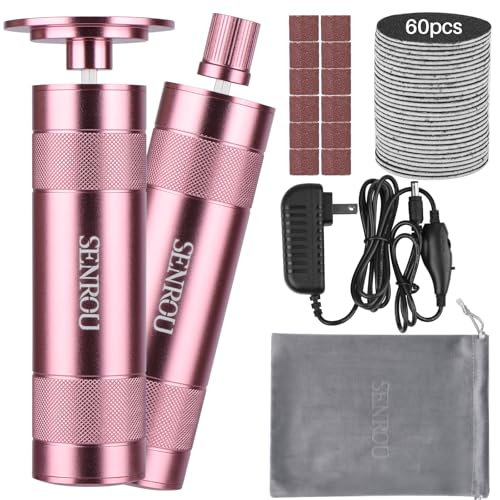 Electric Foot File Callus Remover, 2-in-1 Nail Grinder, Adjustable Speed, 60 Sandpaper Discs, Rose Gold