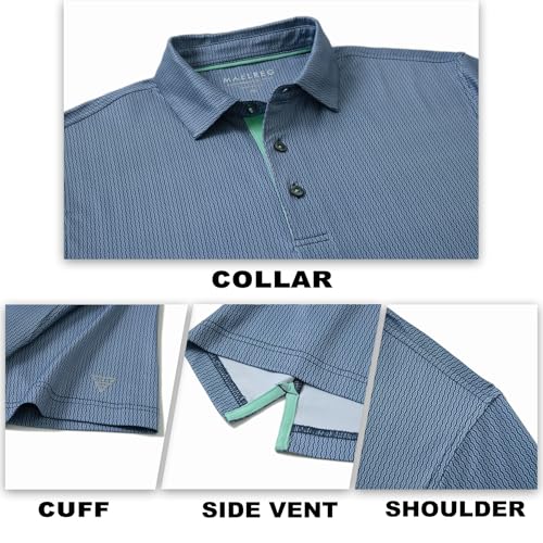 Image of M MAELREG Mens Golf Shirt Short Sleeve Dry Fit Print Moisture Wicking Performance Patterns Collared Polo Shirt