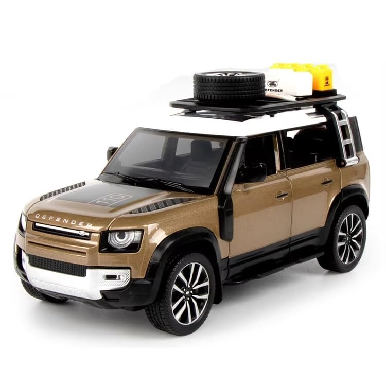 Image of 1:32 Scale New Defender Alloy Pickup Car Toy Metal Pull Back Diecast Car with Openable Door and Sound Light, Gifts Toys for Kids【Brown】