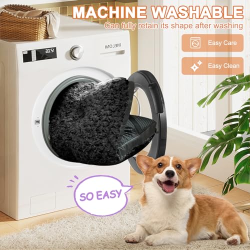ALANMOND Hundebett Grosse Hunde, Hundekissen flauschig Hundematte mittelgroße Hunde, Waschbar Hundekorb wasserdicht rutschfeste, atmungsaktiv, Haustierbett Hundematratze Schwarz 91x58 cm