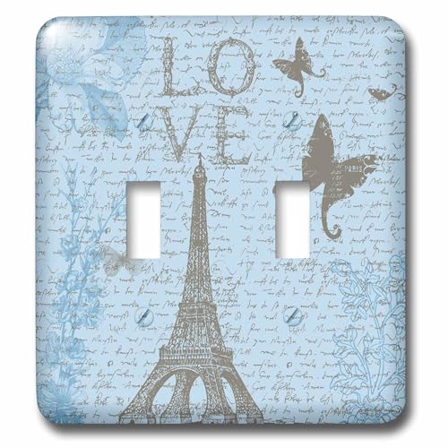 Interruptor doble Torre Eiffel con mariposas decorativas 3dRose Lsp_152139_2 2
