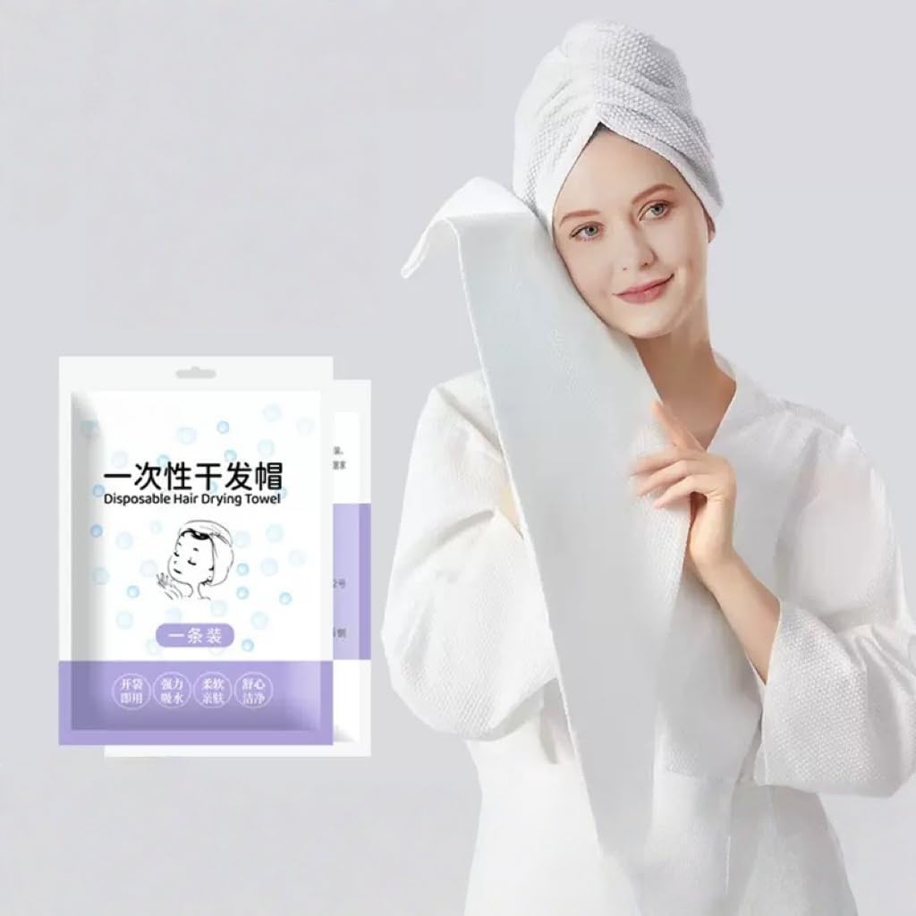 E I F E R 2Pcs Disposable Hair Drying Towel - Quickly absorbs Moisture and Dries Hair Towels for Travel, Gym, Hotel (Portable & Absorbent) (Pattern)