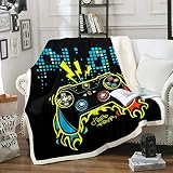 Couverture en Polaire Sherpa pour Jeux de Pixels,pour Enfants,garçons,Manette de Jeu vidéo Anti-Incendie,King 220 x 239 cm