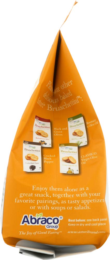 Asturi Garlic and Parsley Bruschettini (Snack Size Italian Bruschetta Toasts), Buy TWELVE Bags and SAVE, Each Bag is 4.23 oz (Pack of 12)