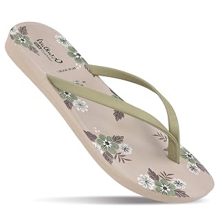 WALKAROO Women's Comfortable Slip-on Sandals|Floral Printed Footbed,V-Strap Upper, Lightweight Flat Sole|Casual wear,home wear,travel &all day comfort Thong Sandals – WLR70011 Pista