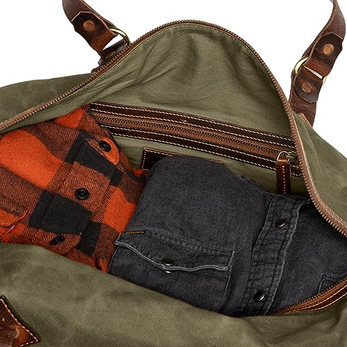 DRAKENSBERG Weekender z woskowanym płótnem i skórą "Cody" (54 cm) Wodoodporna torba podróżna, unisex, vintage | 50 l, kolor oceanowo-niebieski, DR00640, Zielony las, Medium, 54cm, 50 Liter