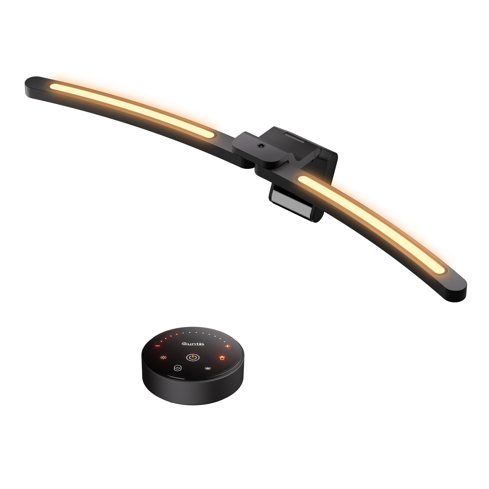 Quntis 66cm Curved Monitor Lampe mit Fernbedienung, Verstellbare Winkel Warmweiße Hintergrundbeleuchtung Monitor Light Bar mit Auto-Dimmen, Flimmfrei Bildschirmlampe Anti-blaulicht Schreibtischlampe