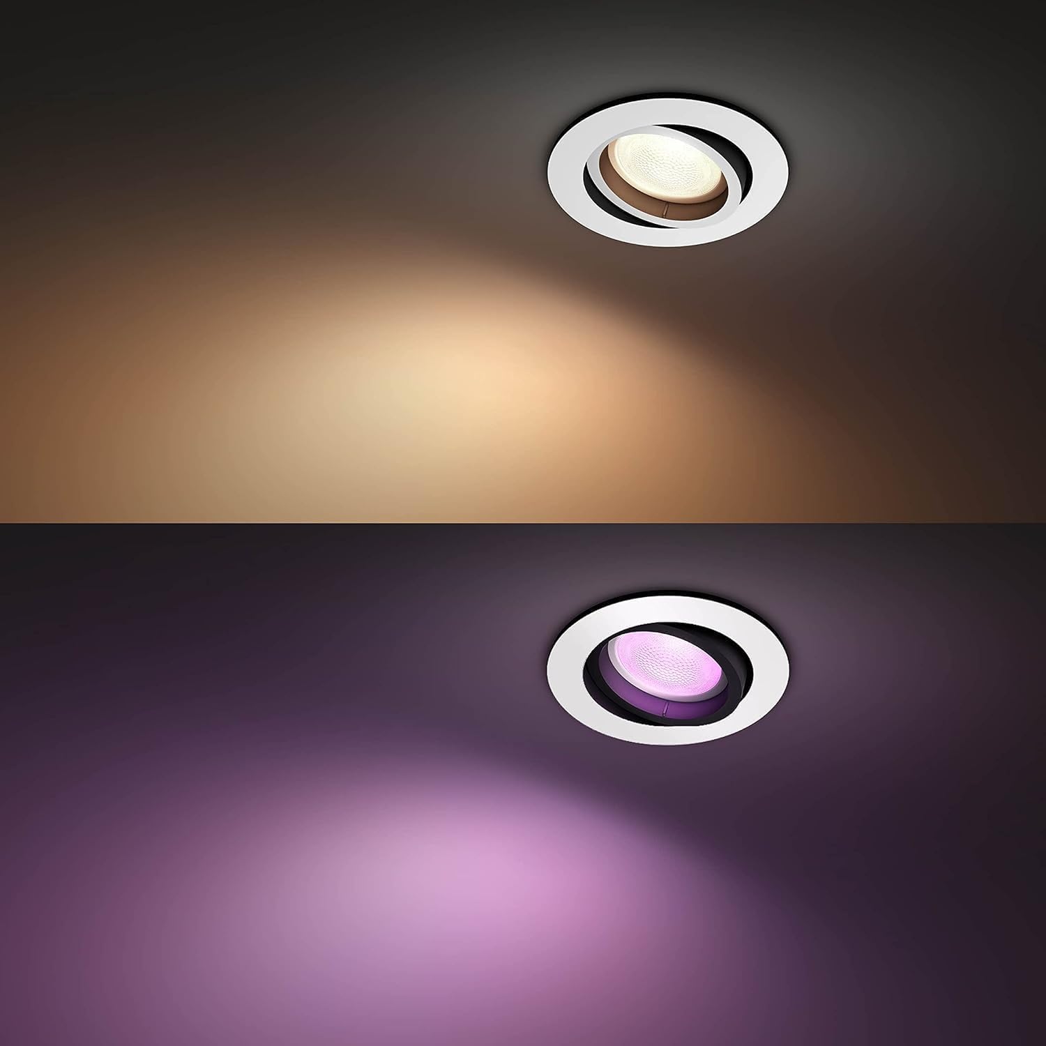 Philips Hue Centura Foco Empotrable LED Inteligente Redondo, 350 lm, 5.7W, Luz Blanca y de Colores Regulable, Control Voz y App, Compatible Alexa, Google Home, Samsung SmartThings y Apple Home, Blanco