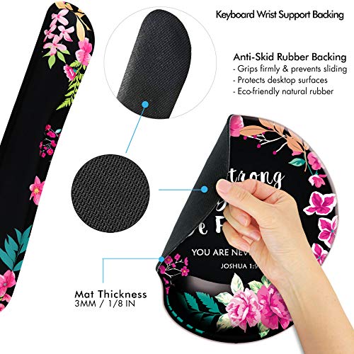 Ergonomic Design Mouse Pad with Wrist Rest Hand Support and Keyboard Support. Round Large Mousing Area. Mouse Pad & Keyboard Pad for Laptop, PC Computer & Mac. Desk Accessories with Inspirational Text