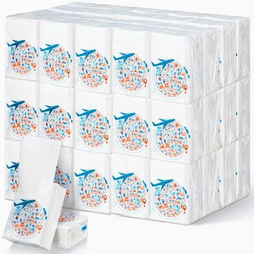 Image of Therwen 100 Pack Pocket Tissues Travel Bulk 1000 Sheet, Journey Theme