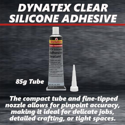 Image of Dynatex RTV Clear Silicone Adhesive Sealant 3 oz Tube - Transparent Watertight Seal, Marine RV Industrial Use, Made in the USA (8-Pack)