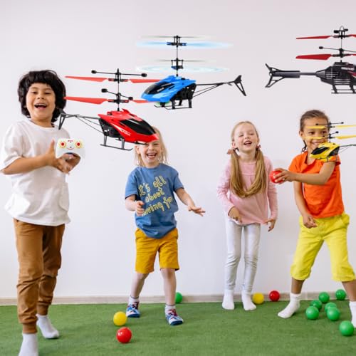 Image of RC Helicopter with Hand Gravity Sensor for Kids 4+, Flying Remote Control Helicopter Toy, Chargeable with 3D LED Light & Smart Safety Sensor, Indoor Outdoor Play, Gift for Boys & Girls (RED)