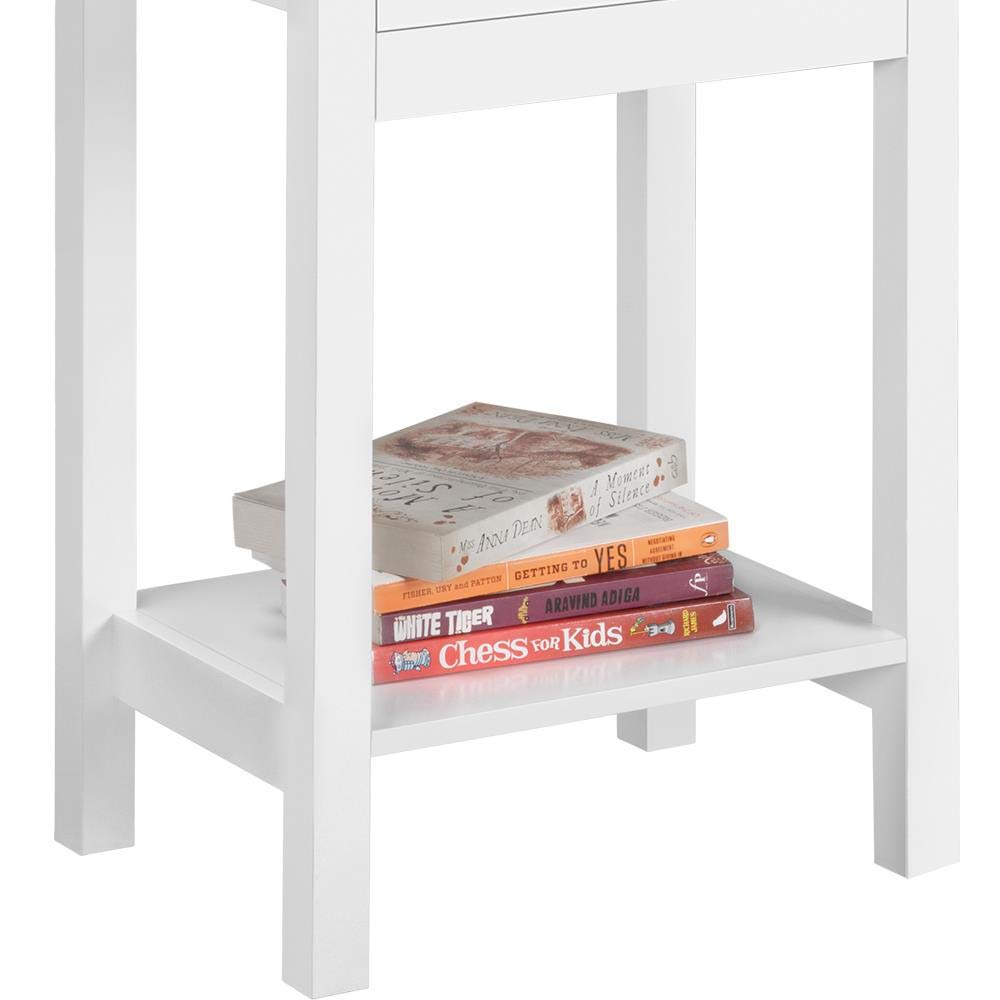 Yaheetech 2er Set Nachttisch Beistelltisch mit Schublade und Ablage Nachtkommode Moderner Telefontisch Cuchtisch aus MDF 40 x 30 x 61 cm, Weiß