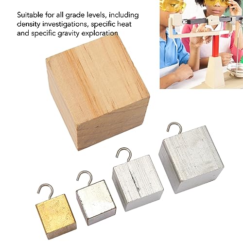 Image of Aramox 5pc Density Cubes Set, Iron Copper Aluminum Wood, Science Education Lab Tools for Density and Specific Heat Exploration