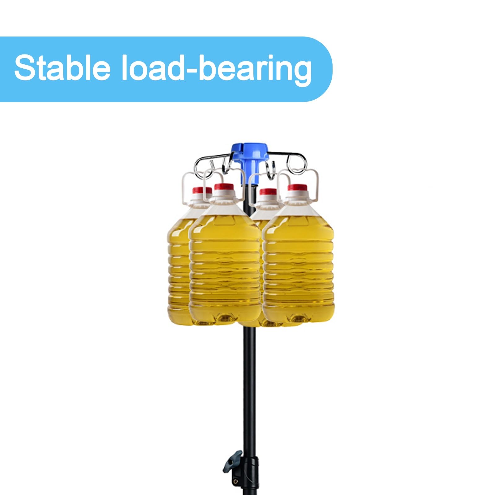 Potence pour Perfusion Intraveineuse avec roulettes, avec 4 Crochets, Portable, Pliable, Réglable en Hauteur