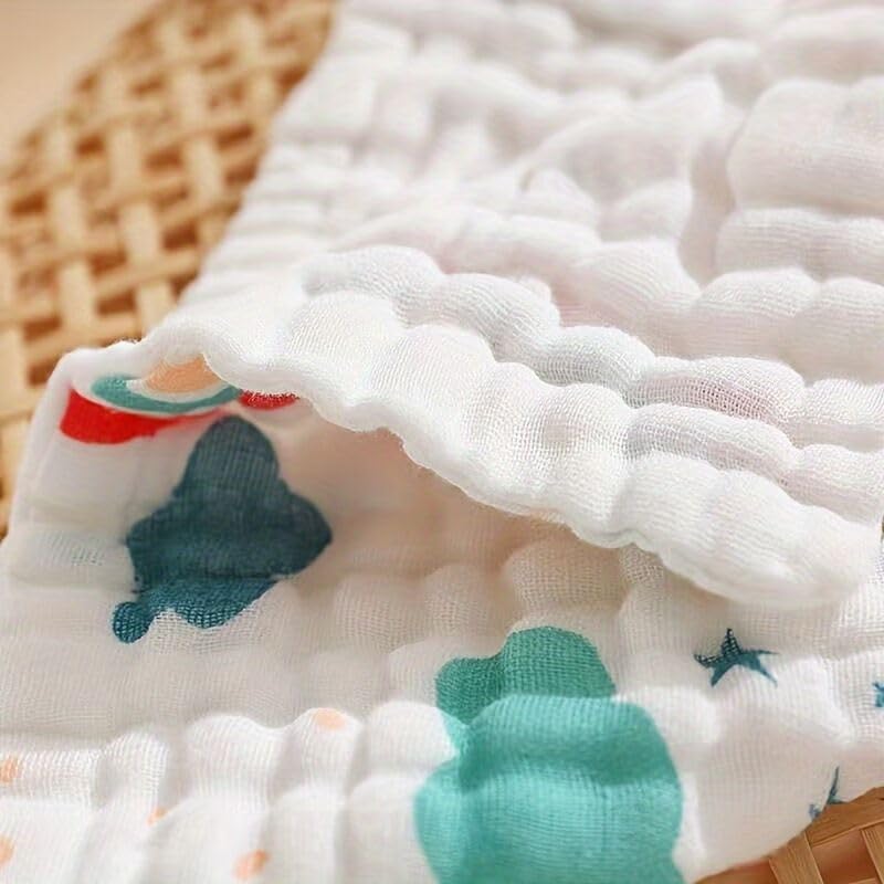 Image of PAXCOO 2 pc Baby Muslin Washcloths,100% Cotton Face Towels, 6 Layer Super Soft Absorbent Reusable Baby Napkins Burp Cloth Face Towels for Newborn Infant Care Feeding Cleaning Use (25x50 cm)