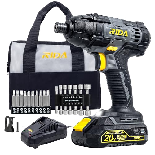 RIDA Impact Driver Kit 180Nm 20V Cordless Impact Drill/Driver Set 1/4' All-Metal Hex Chuck 0-2800RPM...