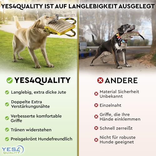 Hundebisskissen 25 x 18 cm mit 3 Nylongriffen, Kauspielzeug für Hunde für Sport und Training, Zerrspielzeug für interaktives Spielen von Yes4Quality