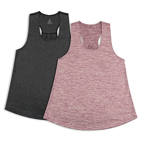 HomyComy Camisetas Sin Mangas de Deportivas para Mujer,Camiseta Tirantes Fitness Tops Camisa de Yoga Pack de 2 Cover