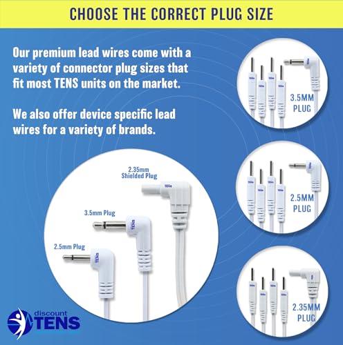 Image of Discount TENS Brand - Lead Wires 2.5mm Plug to Four 2mm Pins, 2 Pack | Molded strain-relief sleeves, durable flexible insulated cable resists kinking and breakage, connects 4 electrodes per wire