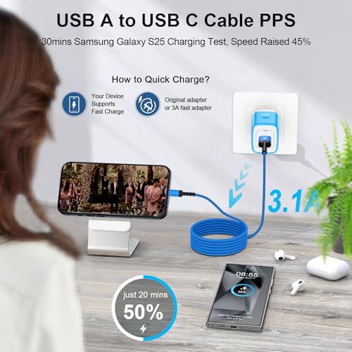 Image of Car Carplay Cable Fast for iPhone 17e /17 /Air /17 Pro /17 Pro Max /16e /16 Pro /16 Pro Max /16 Plus /16 /15 Pro Max,3FT /2Pack 3.1A USB A to USB C Charger Cord iPhone 17 Pro Car Fast Charging Cable USB Type C