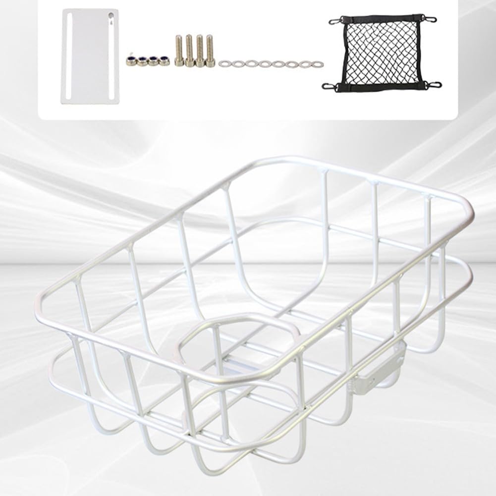 Cesta delantera de aleación de aluminio para bicicleta con soporte para botella de agua, fuerte capacidad de carga, para un diseño compacto, apto para bicicletas de montaña y ocio
