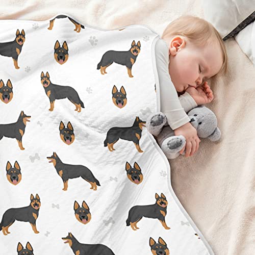 Image of Swaddle Blanket Bohemian Shepherd Dog Cotton for Infants, Receiving, Lightweight Soft Swaddling for Crib, Stroller, Nursery, 30X40 in