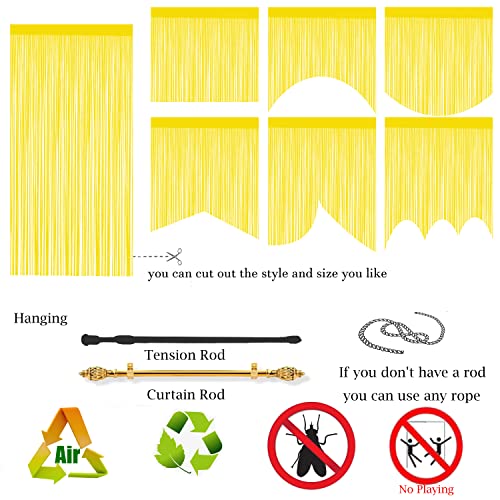 Taiyuhomes String Door Curtains Fly Screen Curtain For Window Decorations Living Room Doorways Crystal Plain Tassel (Yellow, 90x200cm) - Image 3