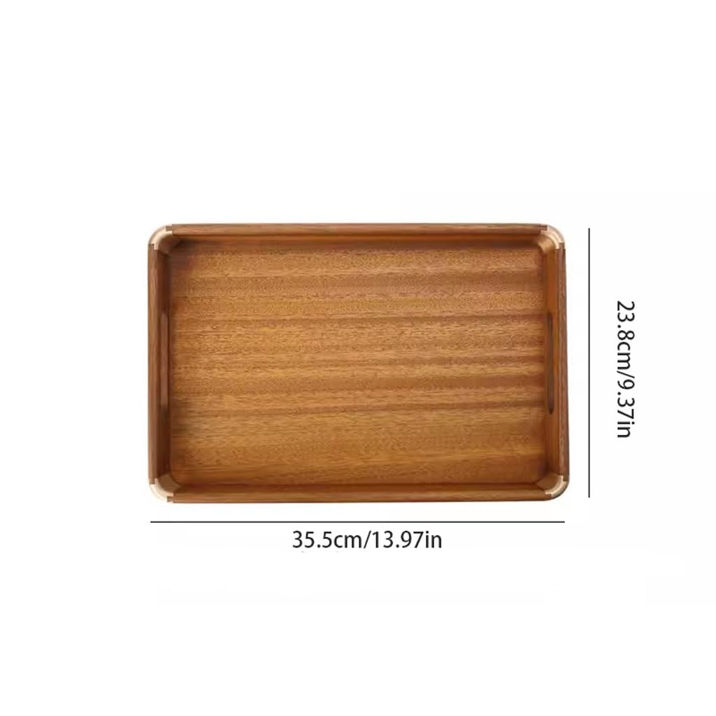 Bandejas Servir Comida Bandeja de té Nogal, pequeña Bandeja la Tarde for el hogar, Almacenamiento Comedor Madera Maciza for Servicio Restaurante Mesa Cama | A